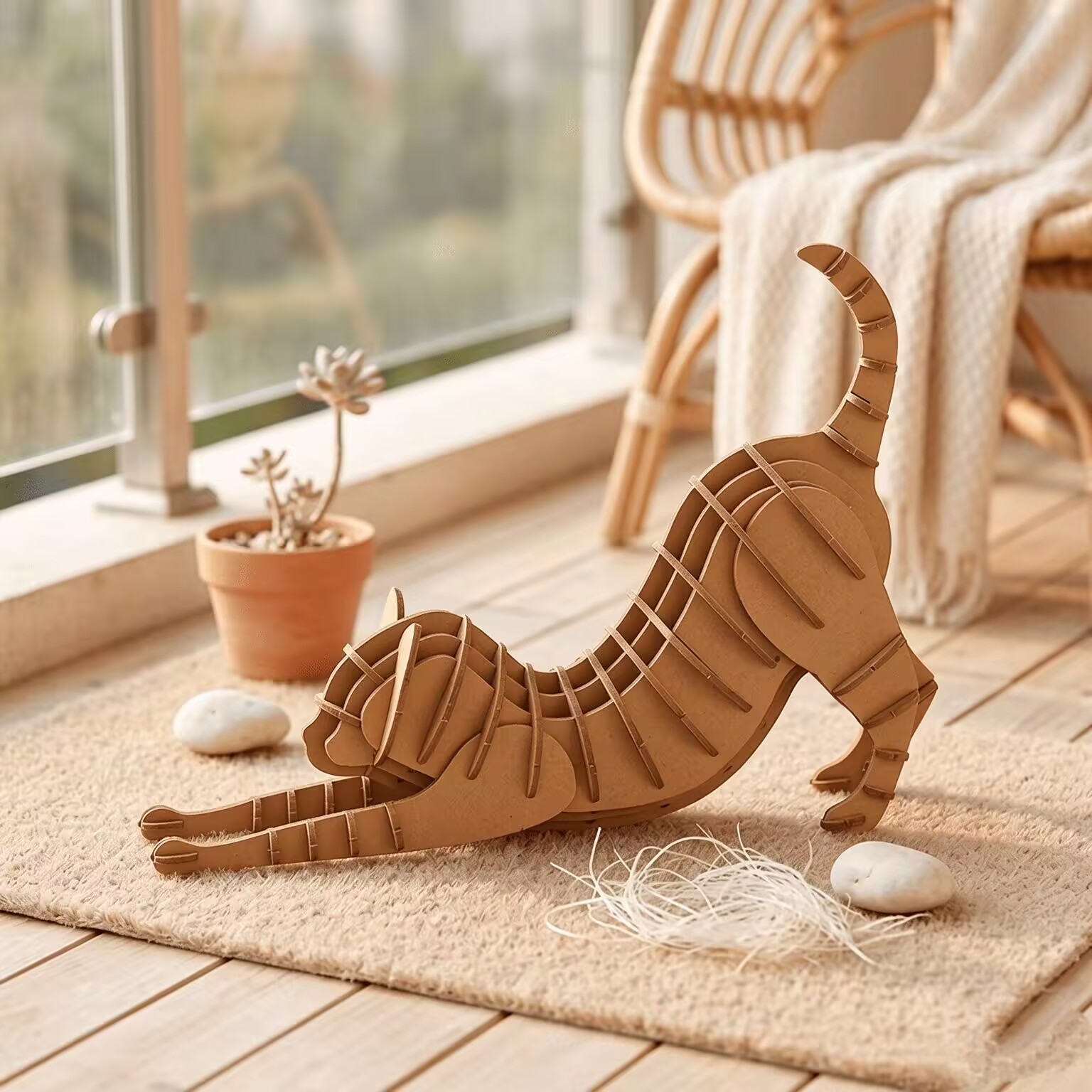 CUPUZ 3D Paper Puzzle Stretching Cat DIY Animal Model